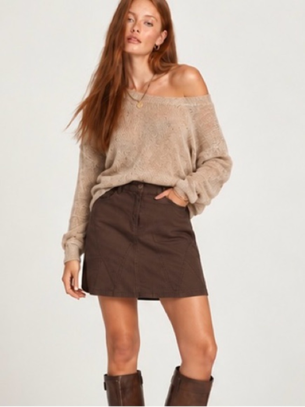 Vintage Y2K Blumarine Brown Utility Denim Mini Skirt IT 42 US 6